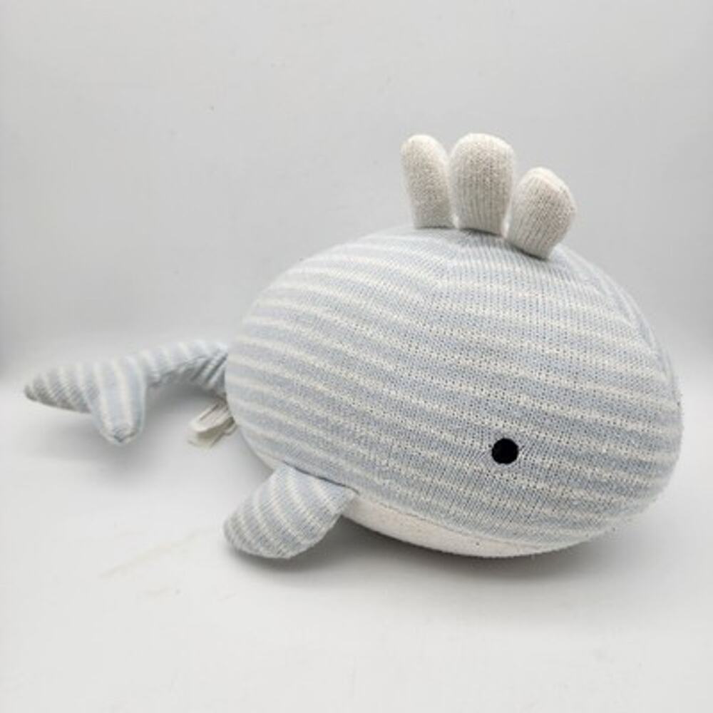 Fabric Whale Doorstop Blue White Stripe Knit Nautical Animal Door Stop Seashore